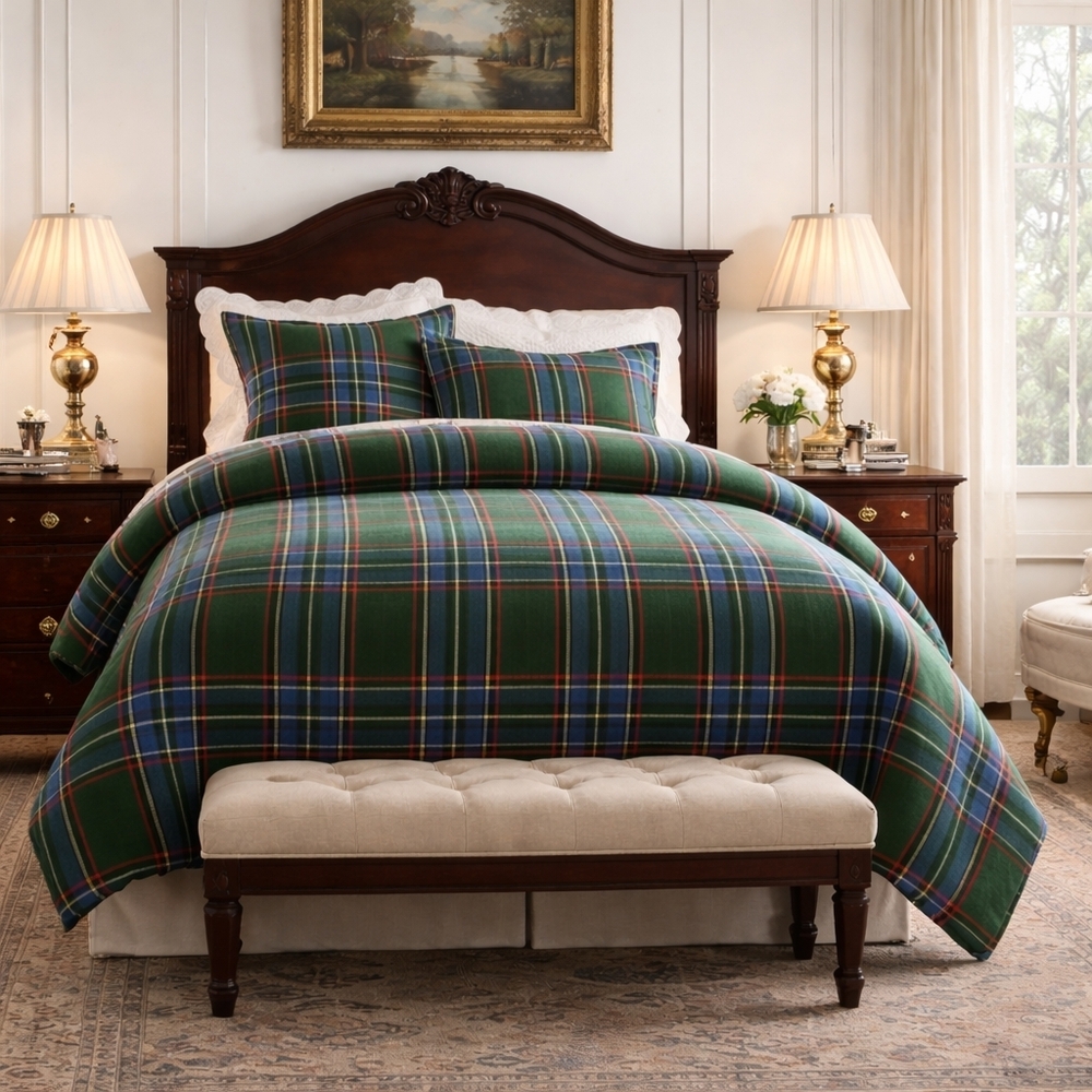 Pottery Barn Stewart Plaid Cotton Duvet Cover King - California King